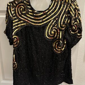 Sequin Embellished Black Top